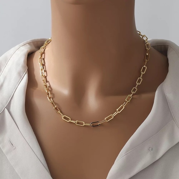 18k Gold  Plated Link Chain Necklace - Picture 1 of 4